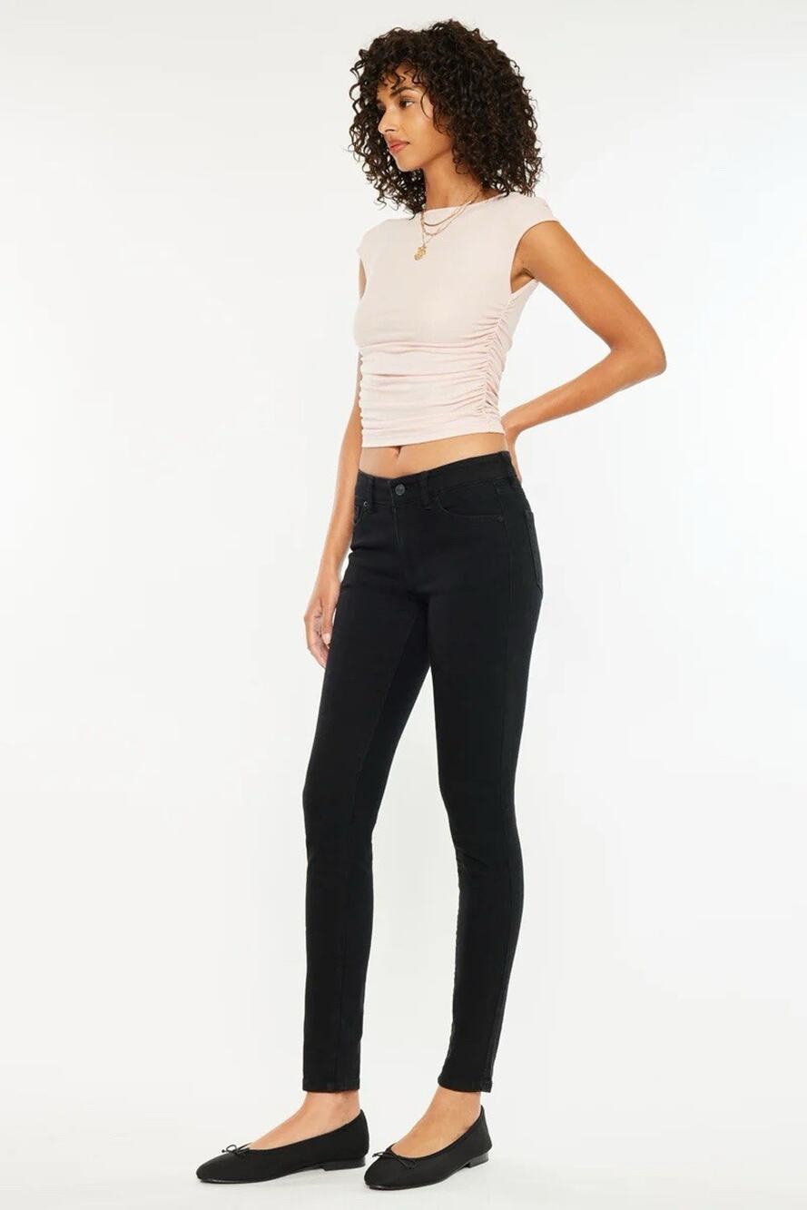 Kancan Mid Rise Skinny Jeans Black Stretch Capsole Minimalist NEW Womens 9/28